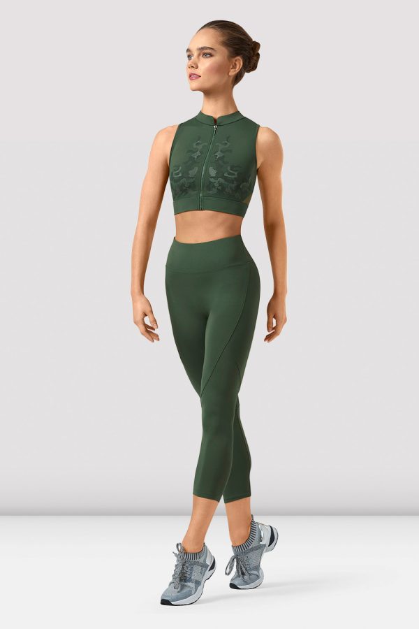 Ladies Rayna Mirage Print Zipper Crop Top Discount
