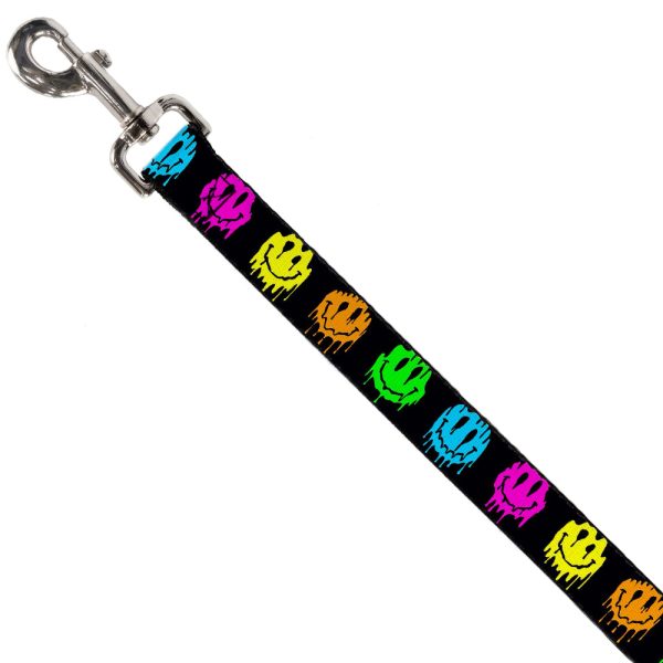 Dog Leash - Smiley Face Melted Repeat Black Multi Neon For Discount - Image 2