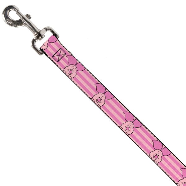 Dog Leash - Winnie the Pooh Piglet Expression Close-Up Stripe Pinks on Sale - Image 2