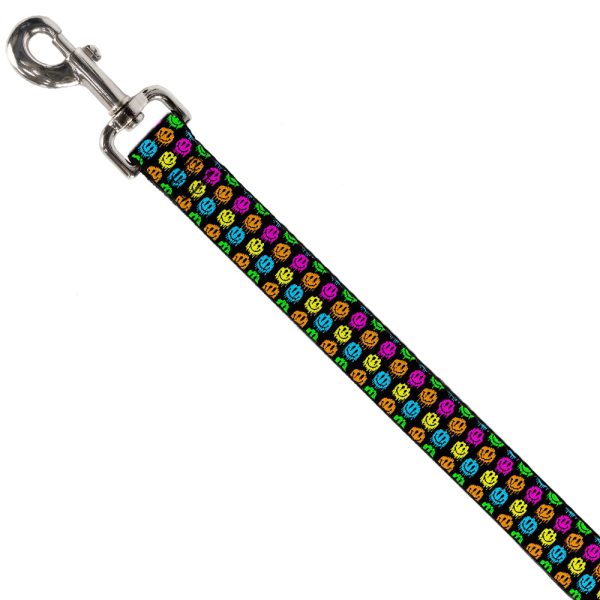 Dog Leash - Smiley Faces Melted Mini Repeat Black Multi Neon Discount - Image 2