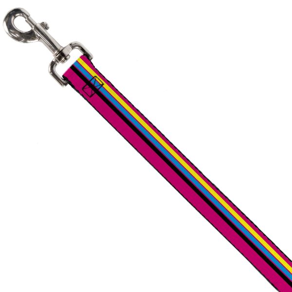 Dog Leash - Racing Stripes Pink Yellow Blue Black Discount - Image 2