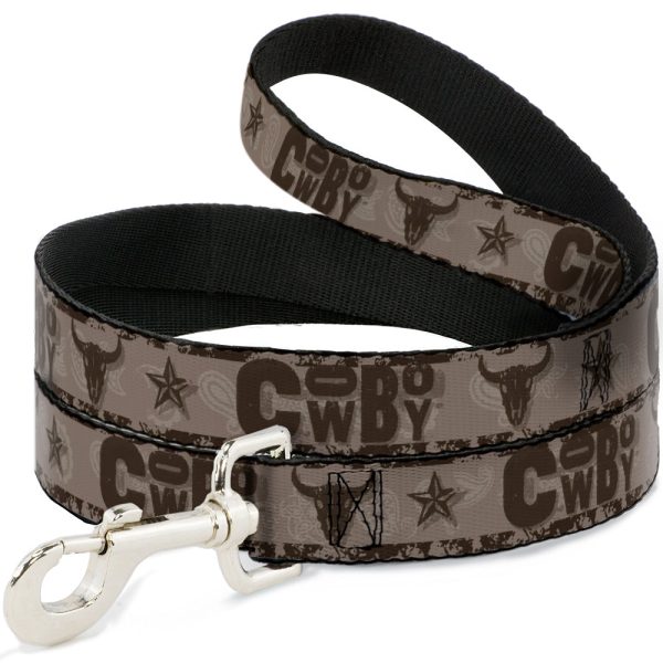 Dog Leash - Western COWBOY Icons Collage Tan Browns Online now