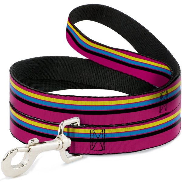 Dog Leash - Racing Stripes Pink Yellow Blue Black Discount